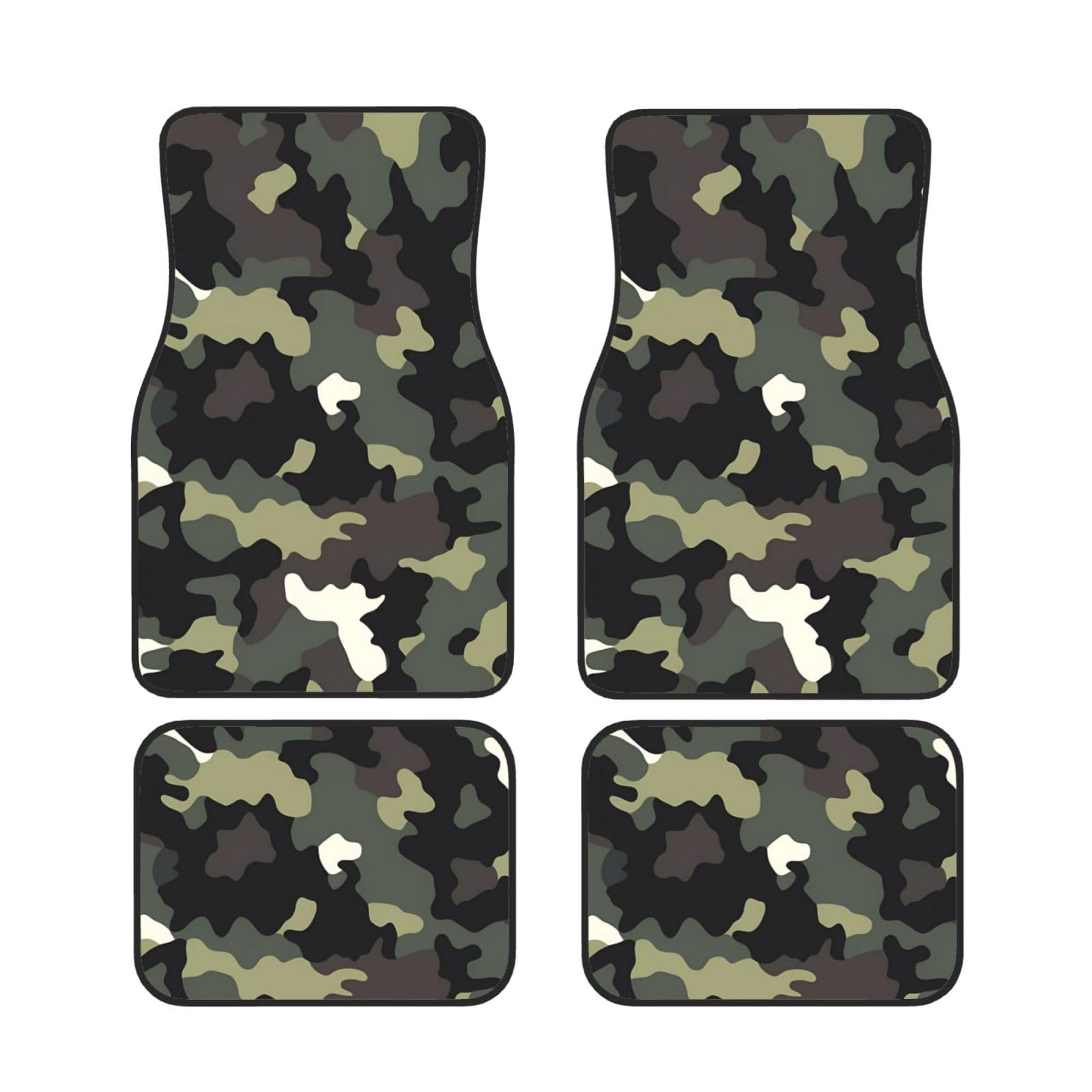 Camouflage Muster Auto Fußmatten 4er Set, Bedruckte rutschfeste Auto Fußmatten Set, geeignet für die meisten Autos SUV LKW Vans von MMSJSBVY