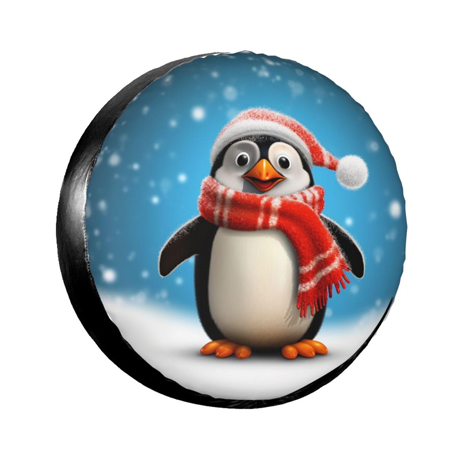 Christmas Funny Penguin Reifenabdeckung, wasserdicht, staubdicht, sonnenfest, Ersatzradabdeckung, geeignet für Anhänger, SUV, LKW usw. 40,6 cm (16 Zoll) von MMSJSBVY