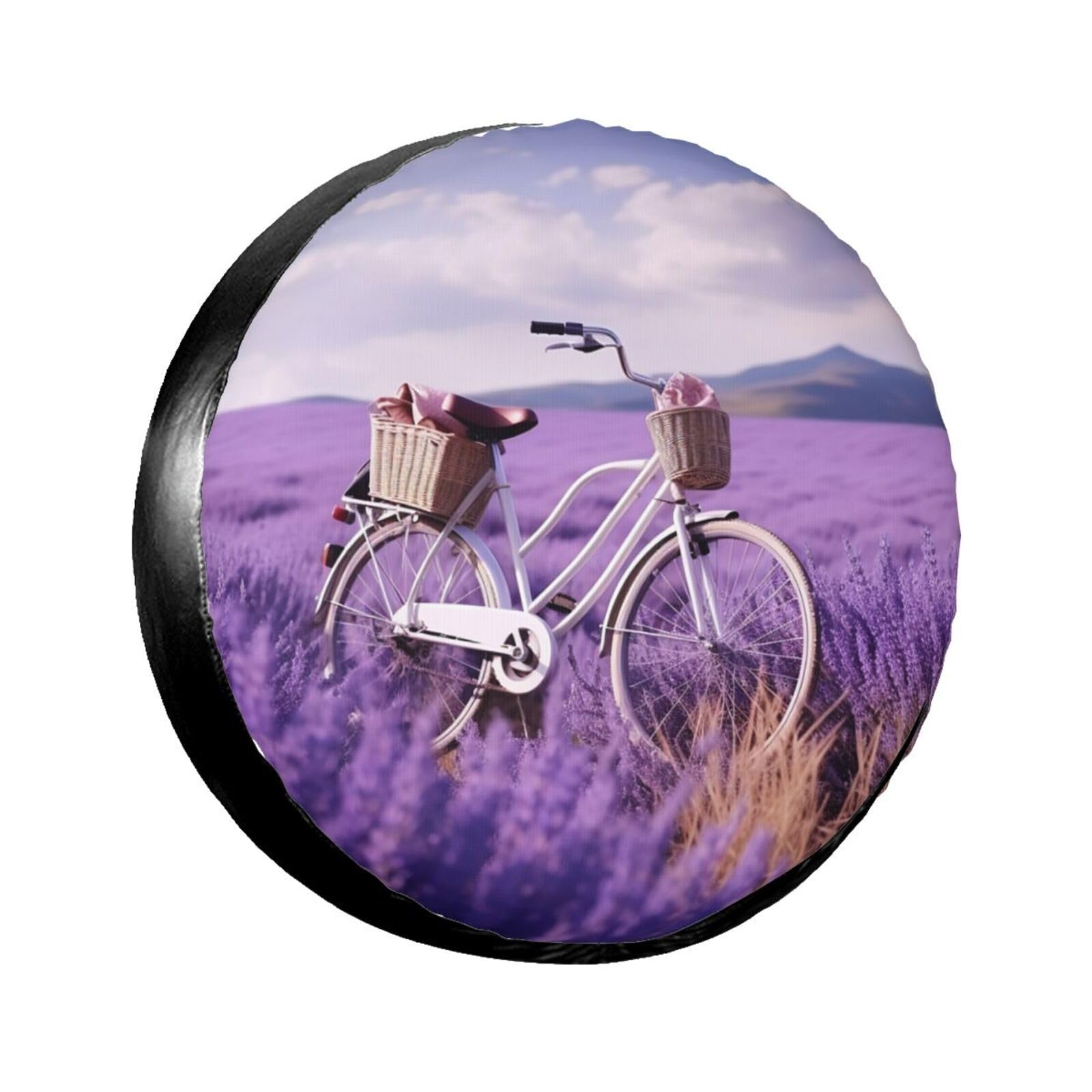 Lavender Field Bike Reifenabdeckung, wasserdicht, staubdicht, sonnenfest, Ersatzradabdeckung, geeignet für Anhänger, SUV, LKW usw. 15 Zoll von MMSJSBVY