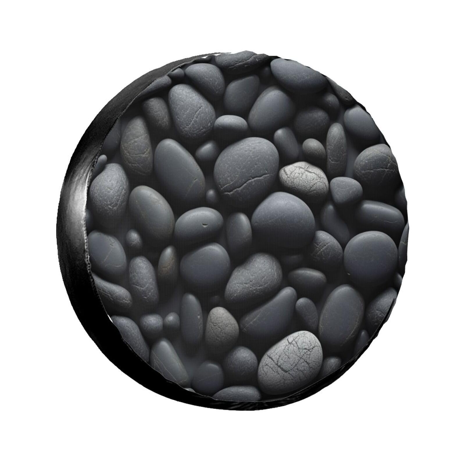 Many Black Pebbles Reifenabdeckung, wasserdicht, staubdicht, sonnenfest, Ersatzradabdeckung, geeignet für Anhänger, SUV, LKW usw. 35,6 cm (14 Zoll) von MMSJSBVY