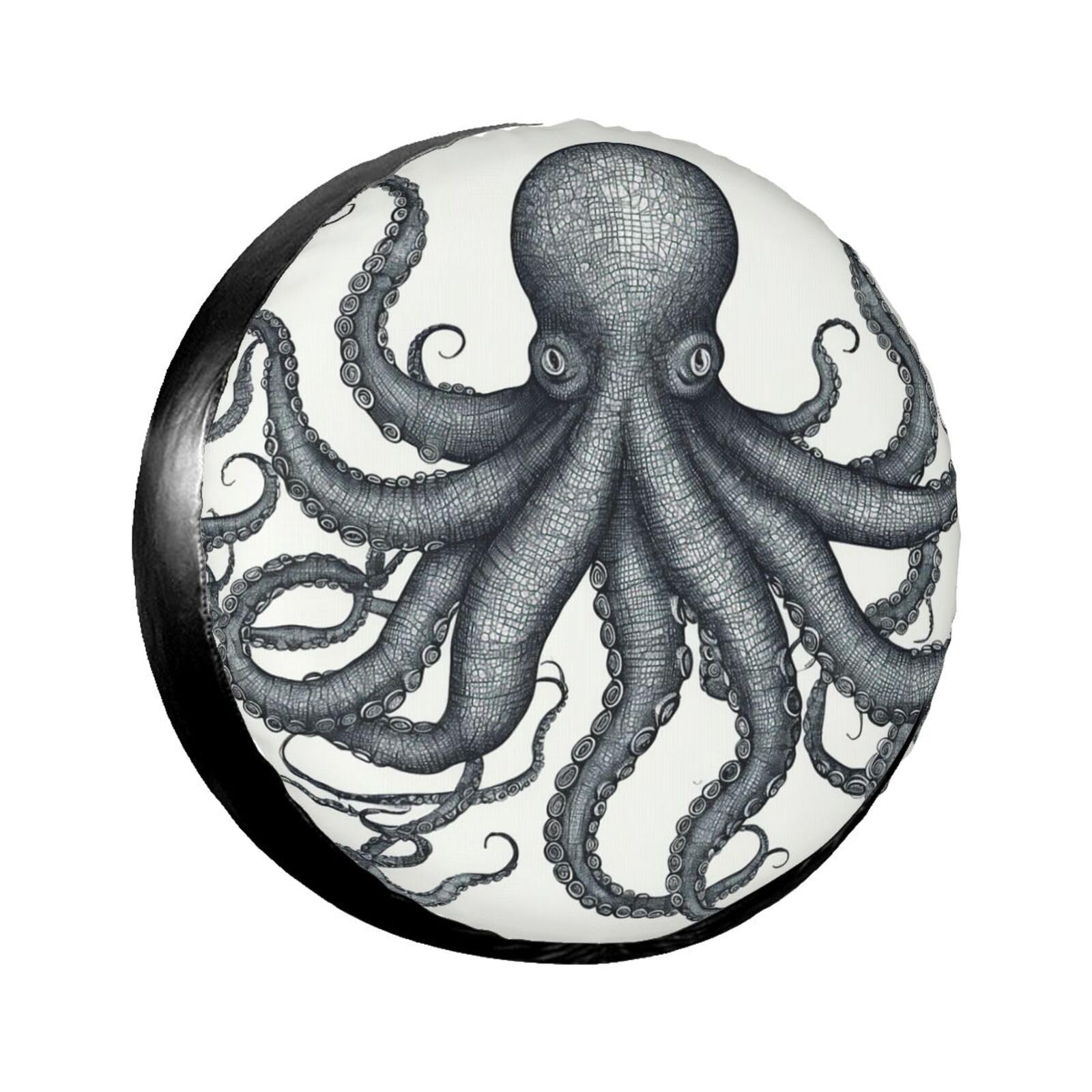 Ocean Octopus Sketch Reifenabdeckung, wasserdicht, staubdicht, sonnenfest, Ersatzradabdeckung, geeignet für Anhänger, SUV, LKW usw. 15 Zoll von MMSJSBVY