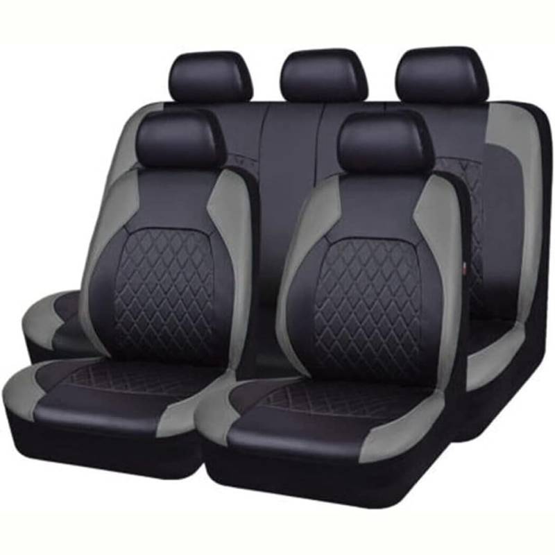 MNBHJGR 9 Stück Auto Sitzbezüge Sets für Mazda 6 2013+, Leder Sitz Schonbezüge Komplettset Vordersitze Rückbank Wasserdicht Rutschfes,A/Grey von MNBHJGR