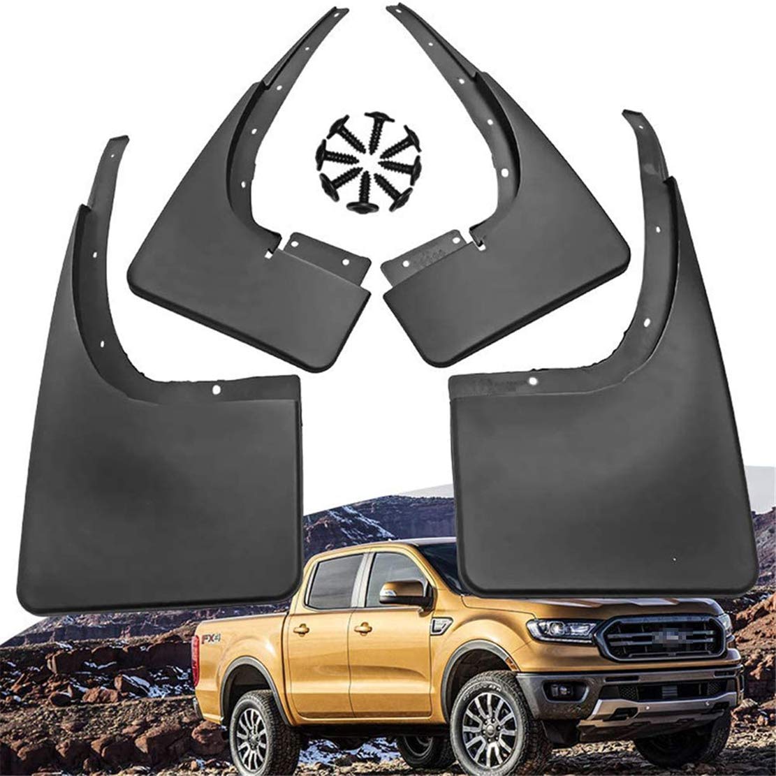 MNBX für Ford Ranger 2011-2019 Auto SchmutzfäNger Spritzschutz KotflüGel KotflüGel Kein Bohren Erforderlich Vordere Heck Auto Fender Styling (4Pcs) von MNBX