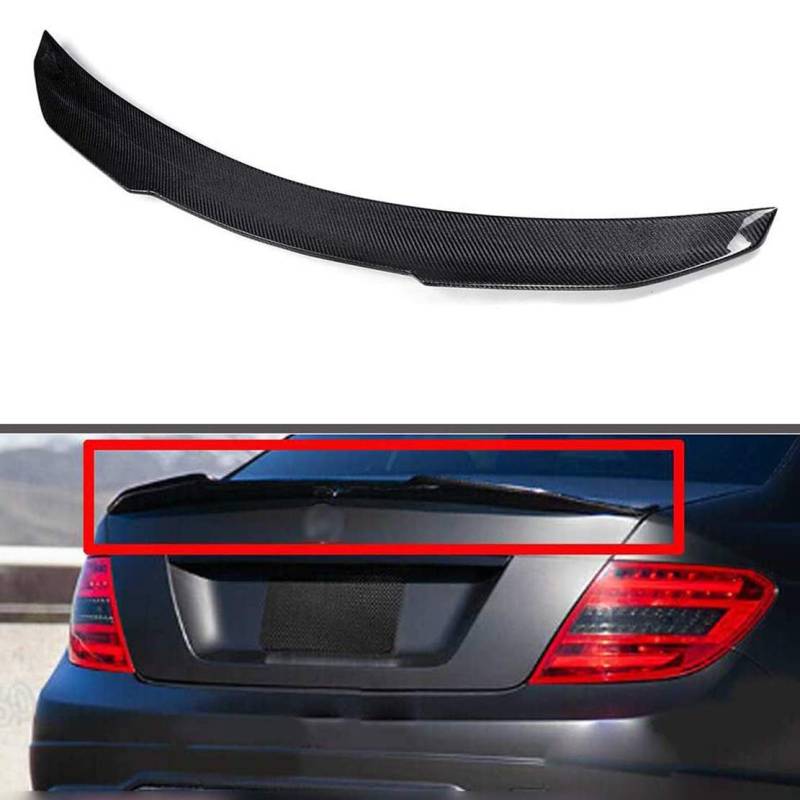 für C Class W204 C63 AMG 2008-2014 Tuning Carbon Heckspoiler Heck Kofferraumdeckel Dach Diffusor Lippe Windschutzscheibe Oberflügel, Fahrzeugmodifikation Zubehör (Schwarz) von MNBX