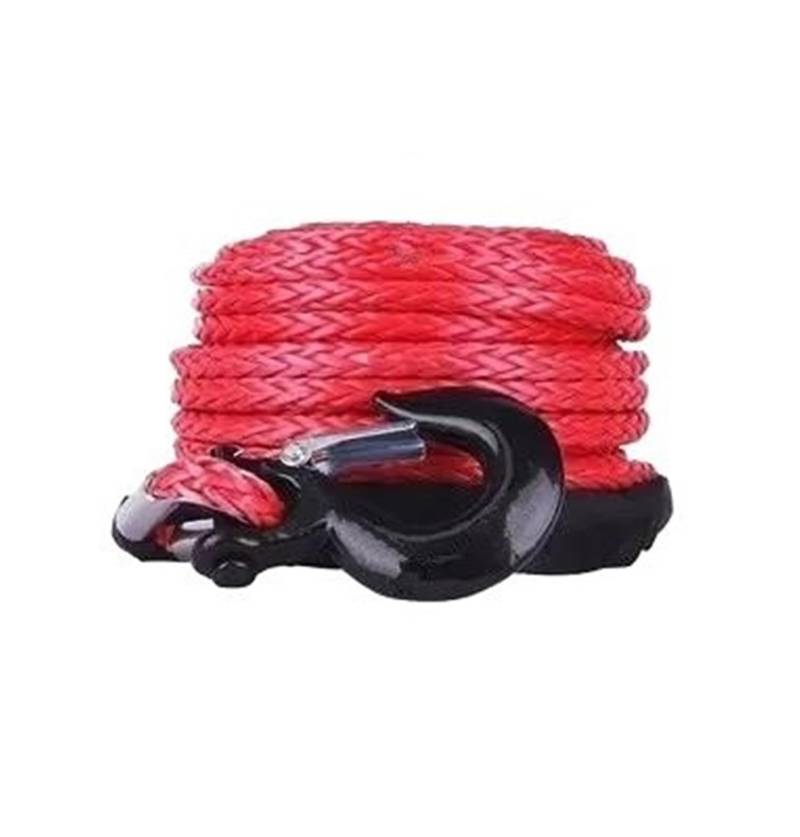 Abschleppseil 12000 lbs Windenseil 25 m * 10,5 mm Synthetisches Glasfaserkabel ATV UTV SUV KFI Recovery Repl mit Hookacement Abschleppschäkel(Red) von MNEVZX