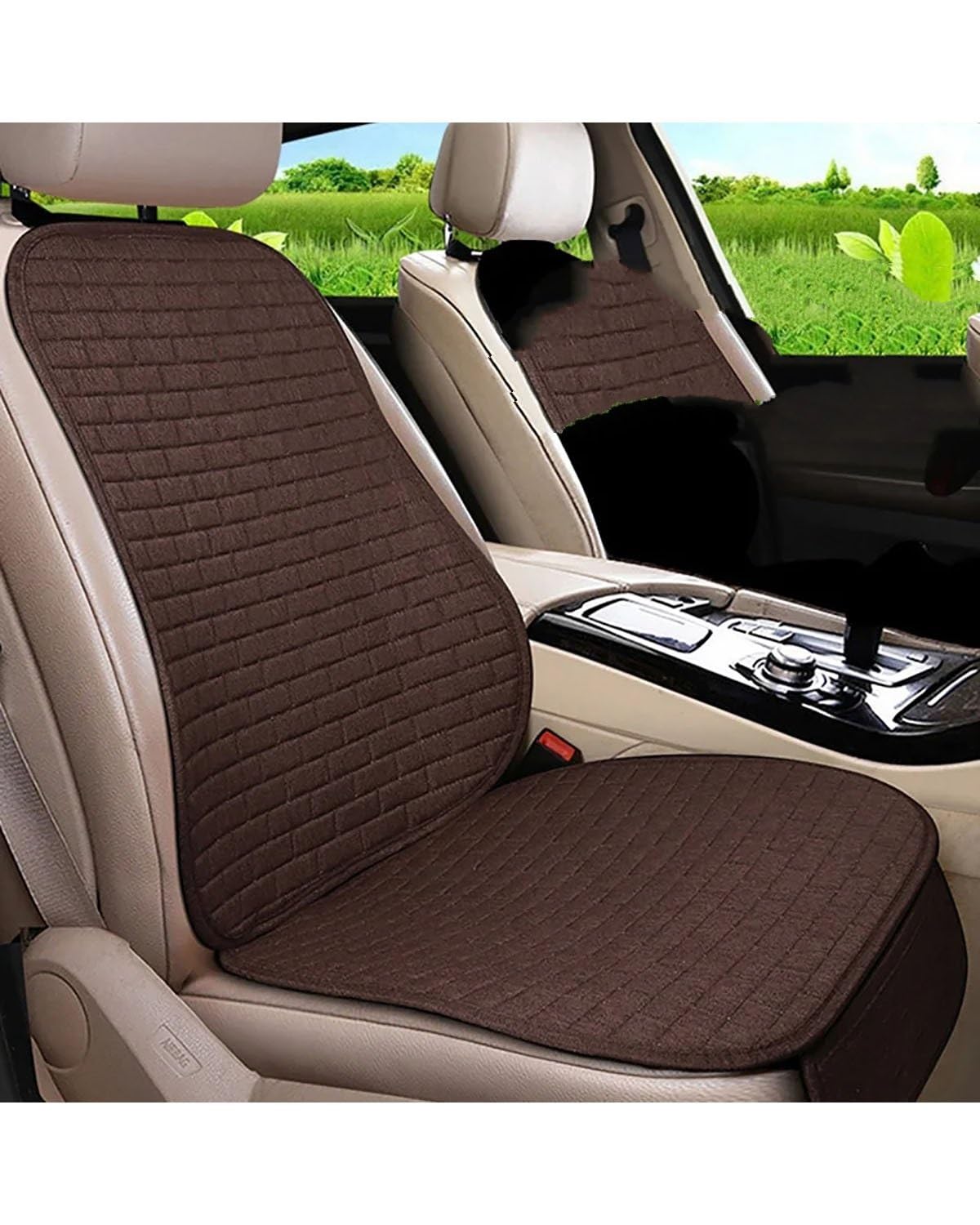 Autositzbezüge Autositz Vorne Hinten Kissen Atmungsaktive Abdeckung Saeat Universal Sitz Schutz Rücksitz Kissen Vorne Hinten Auto Zubehör Autositzbezug(O8-Coffee Front 1pcs) von MNNZHG