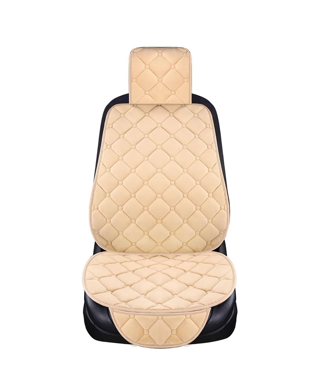 Autositzbezüge Beflockung Tuch Auto Sitz Abdeckung Protector Universal Vorne Hinten Warme Warme Auto Sitzkissen Protector Pad Matte Mit Für SUV LKW Autositzbezug(-03-1 seat beige) von MNNZHG