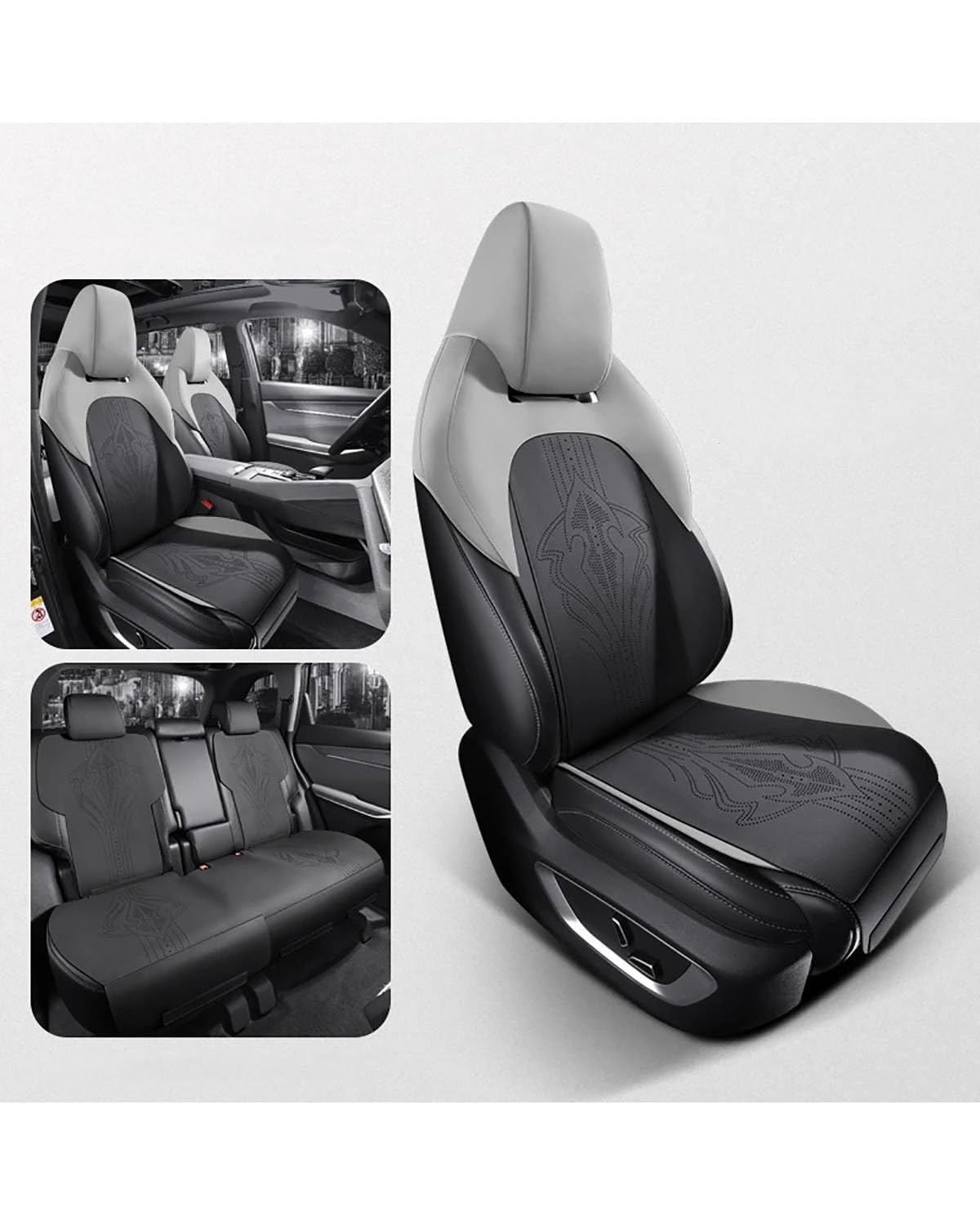 Autositzbezüge Für Changan Für CS75 Plus Custom Fit Autozubehör Wildleder Sattel Sitzkissen Pad Halb Bedeckt Autositzbezug(-05-Standard Gray Black) von MNNZHG