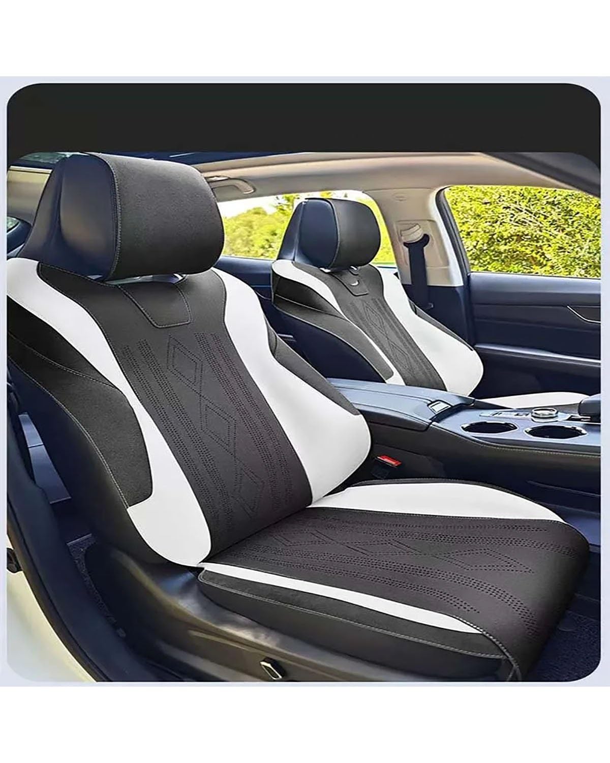 Autositzbezüge Für Changan Für Uni-K UNIK Uni K 2020 2021 2022~2023 Custom Fit Autozubehör Wildleder Sattel Sitzkissen Pad Halb Bedeckt Autositzbezug(-07-Black White) von MNNZHG