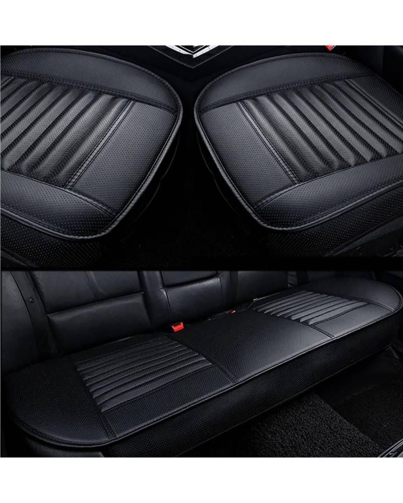 Autositzbezüge Ledersitzbezüge Autokissen Four Seasons Autos Sitzbezug Universal Pad Matten Schutz Für Autositz Autozubehör Autositzbezug(-02-3pcs Black) von MNNZHG