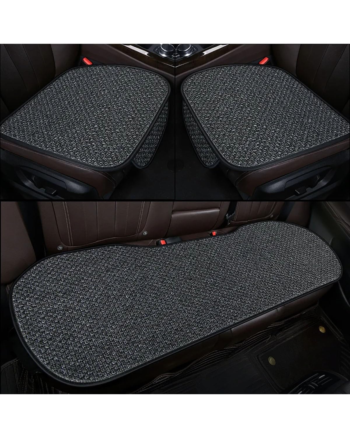 Autositzbezüge Sommer Flachs Auto Sitzbezug Protector Leinen Vorne Hinten Zurück Kissen Schutz Pad Matte Für Auto Innen LKW SUV Van Autositzbezug(01-Gray 3pcs) von MNNZHG