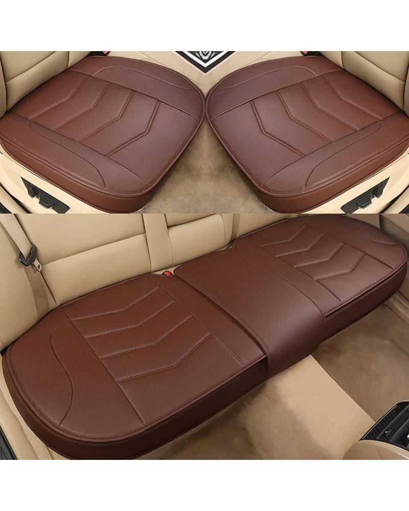 Autositzbezüge Universal Auto Sitz Abdeckung Atmungsaktive PU Leder Pad Matte Für Auto Stuhl Kissen Auto Vordersitz Abdeckung Vier Jahreszeiten Anti Slip Matte Autositzbezug(-12-Brown 1 Set) von MNNZHG