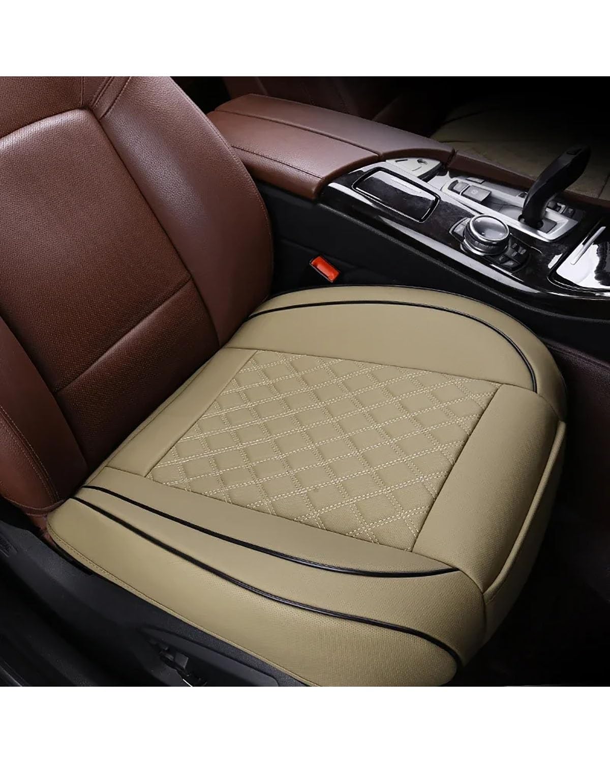 Autositzbezüge Universal Auto Sitzbezüge PU Leder Autositzbezüge Für Vordersitze Kissen Protector Pad Für Autositze Innenausstattung Autositzbezug(-03-1 Front beige) von MNNZHG