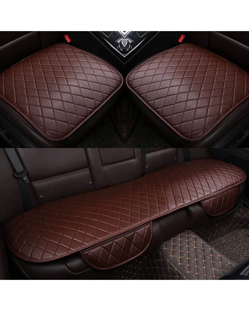 Autositzbezüge Universal-Autositzbezüge PU-Leder-Sitzbezug Auto-Innenausstattung Mattenschutz Auto-Leder-Stützpolster Autositzbezüge Autositzbezug(10-3pcs Brown) von MNNZHG