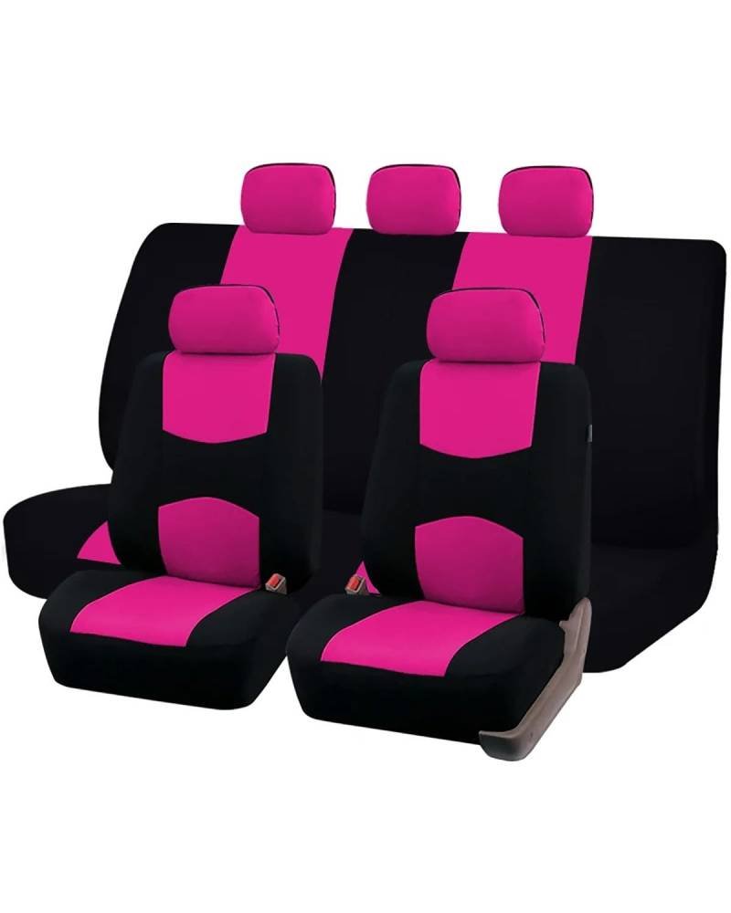 Autositzbezüge Universeller Autositzbezug Passend Für Die Meisten Autos SUV LKW Transporter Autozubehör Innenausstattung Mit Airbag-kompatiblem Sitzbezug Autositzbezug(-04-Pink Set) von MNNZHG