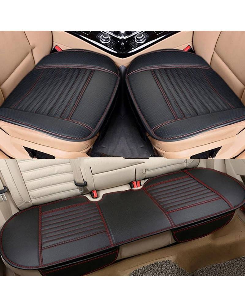 Autositzbezüge Vier Jahreszeiten Sitzbezug PU Leder Auto Sitzkissen Autos Sitzbezug Universal Auto Stuhl Protector Pad Matte Auto Autositzbezug(04-red 3 Piece) von MNNZHG