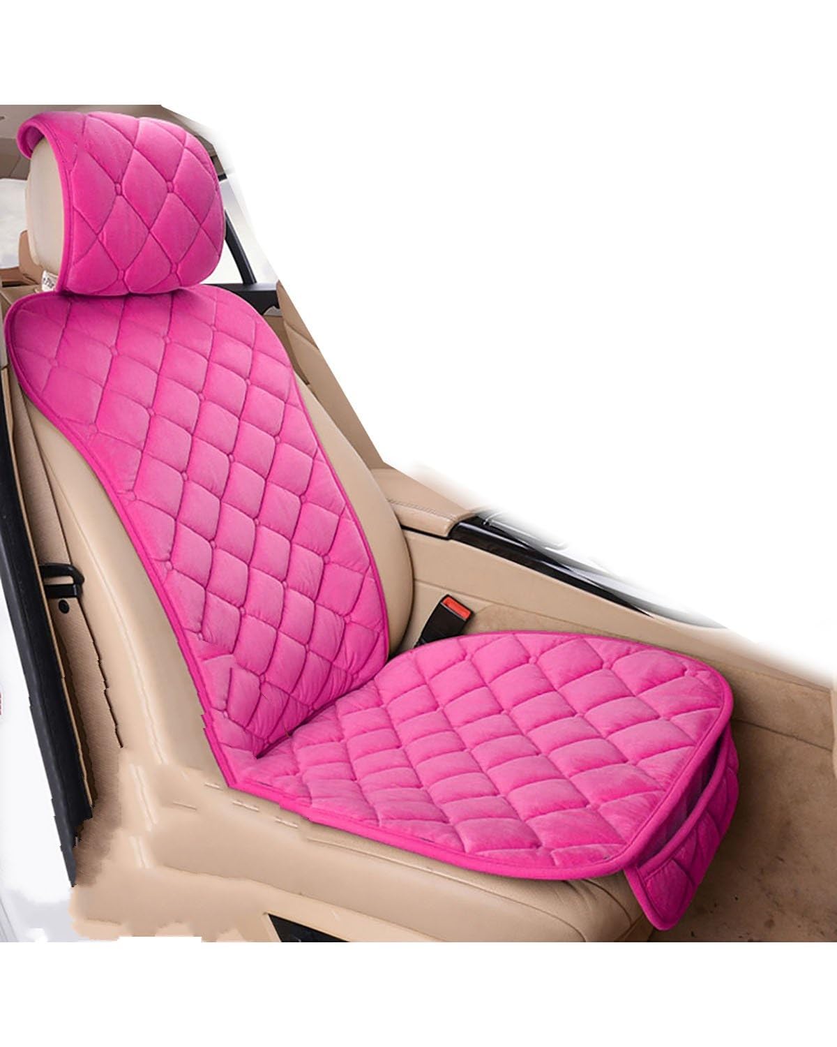 Autositzbezüge Winter Auto Sitzbezug Weiche Warme Auto Sitzkissen Universal Plüsch Innen Schutz Matte Auto Sitze Abdeckung Zubehör Autositzbezug(-05-Front Pink 1pc) von MNNZHG