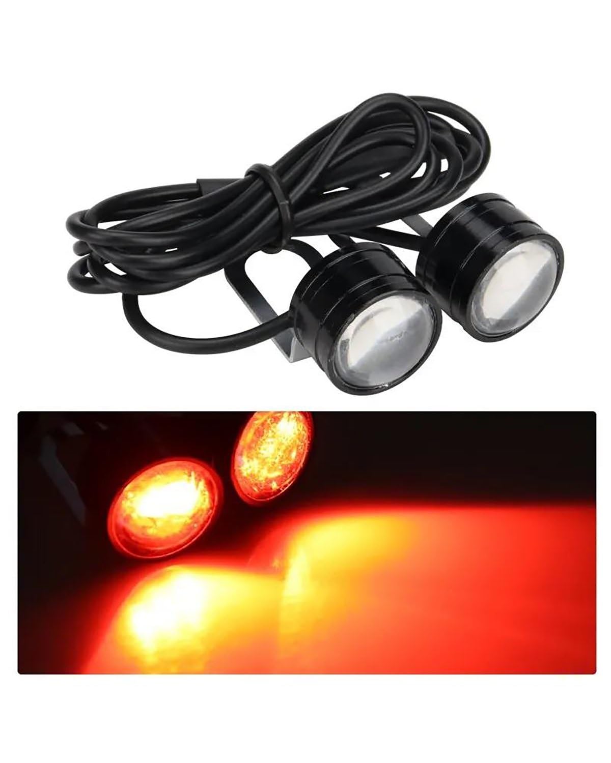 Für Mini Blinker Motorrad 1 Paar Motorrad-Blitzlicht Eagle Eye Motorrad Tagfahrlicht Nebelscheinwerfer Scheinwerfer Motorrad rücklicht(Red) von MNNZHG