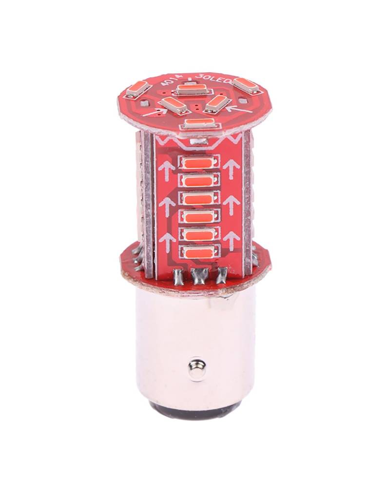 Für Mini Blinker Motorrad 1Pc 1157 Strobe Bremse BAY15D Birne 30SMD Wasser Flash Rückfahr Parkplatz Auto Blinker Rücklicht Motorrad Motorrad rücklicht(Red) von MNNZHG