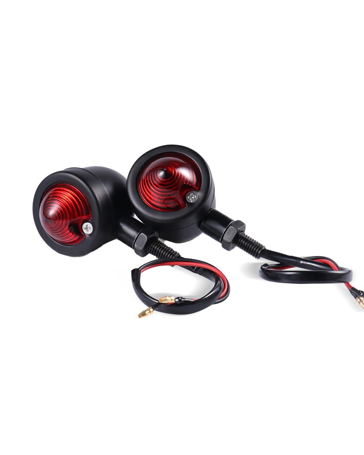 Für Mini Blinker Motorrad 2 Stücke Motorrad Blinker Anzeige Retro Kugel Blinker 12 V Lampe Chrom Schwarz Bremse Laufende Lichter Zubehör Motorrad rücklicht(2PCS Red) von MNNZHG