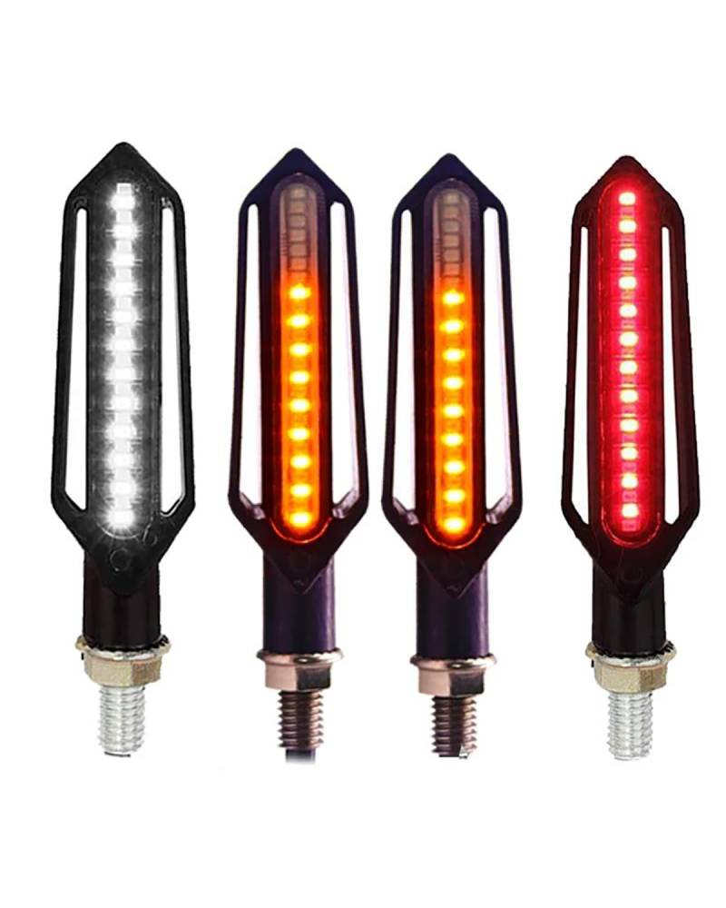 Für Mini Blinker Motorrad 24LED Motorrad Blinker Wasserdicht Flasher Gebaut Relais Blinker Anzeige DRL Stop Signale Blinker Motorrad rücklicht(2 Red 2 White) von MNNZHG