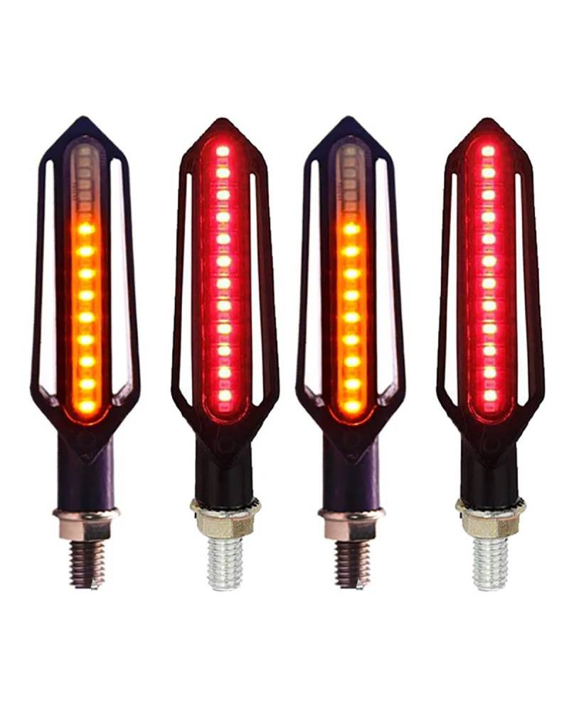 Für Mini Blinker Motorrad 24LED Motorrad Blinker Wasserdicht Flasher Gebaut Relais Blinker Anzeige DRL Stop Signale Blinker Motorrad rücklicht(4PCS Red) von MNNZHG