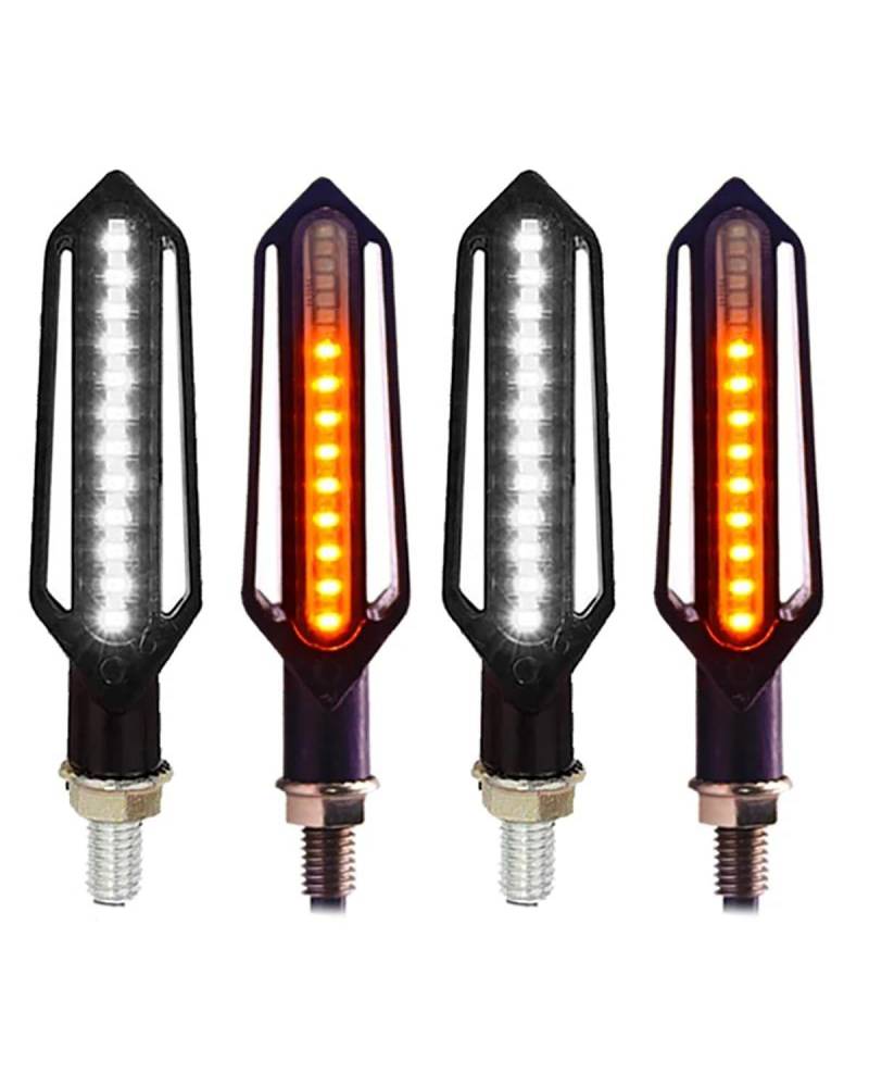 Für Mini Blinker Motorrad 24LED Motorrad Blinker Wasserdicht Flasher Gebaut Relais Blinker Anzeige DRL Stop Signale Blinker Motorrad rücklicht(4PCs White) von MNNZHG