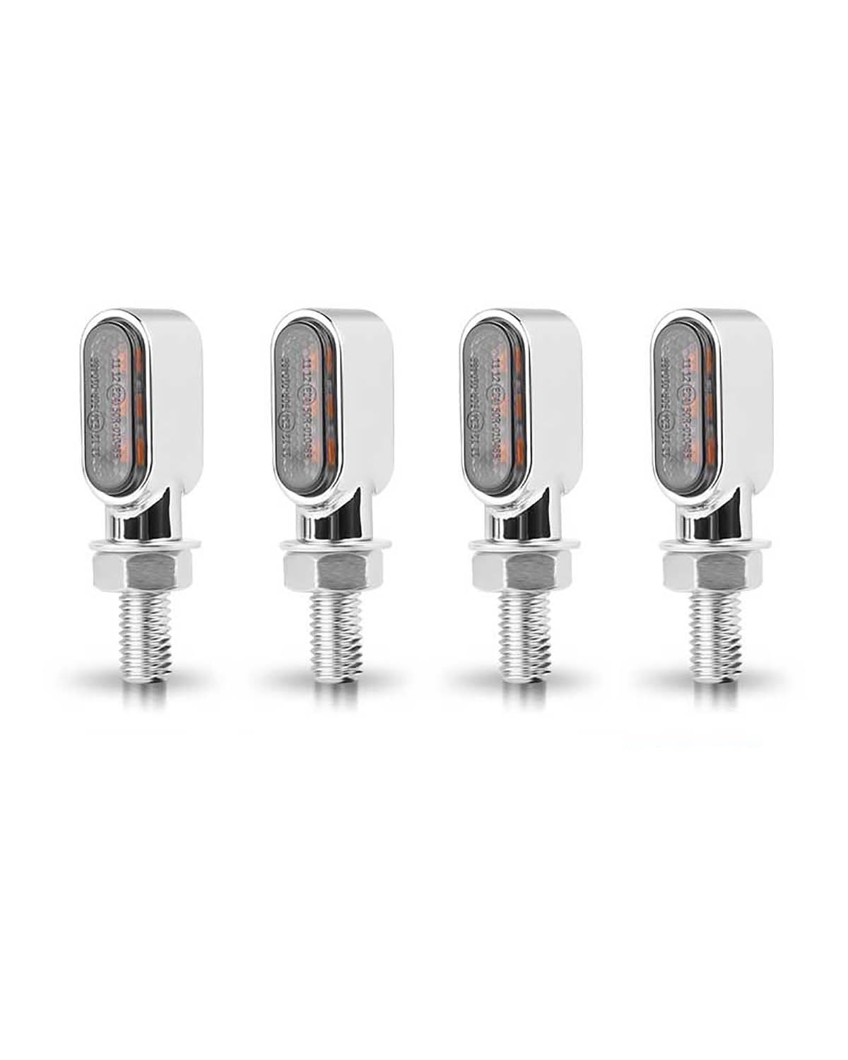 Für Mini Blinker Motorrad 8mm Für Mini Motorrad Blinker Lampe Indikatoren Blinker clignotant moto12V Motorrad rücklicht(4pcs 3lamp Chrome) von MNNZHG