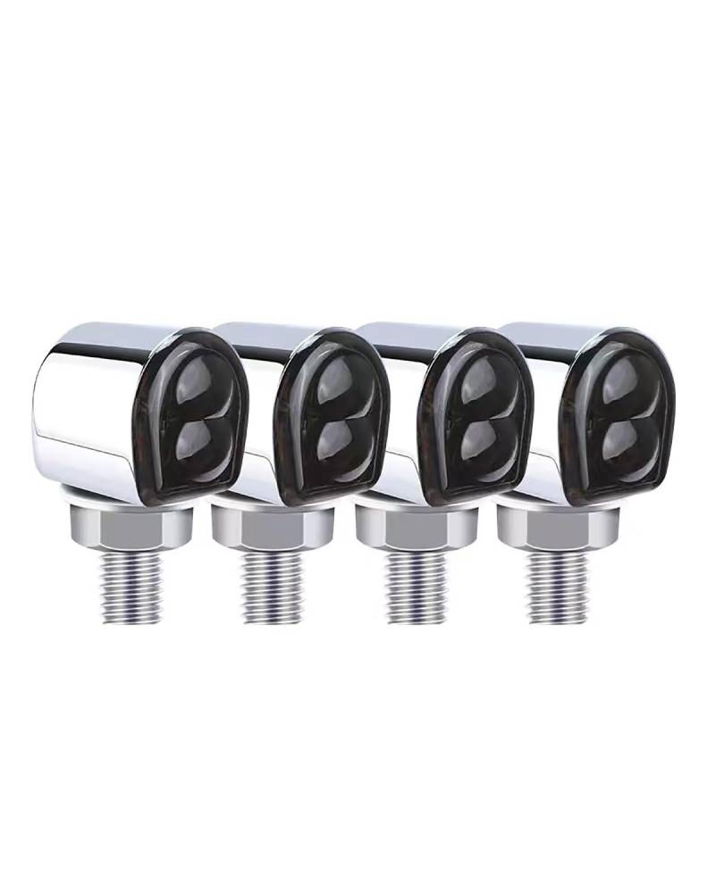 Für Mini Blinker Motorrad 8mm Für Mini Motorrad Blinker Rauch Objektiv Indikatoren Blinker Lichter Bernstein Blink Signal Lampe Motorrad rücklicht(4pcs Chrome) von MNNZHG