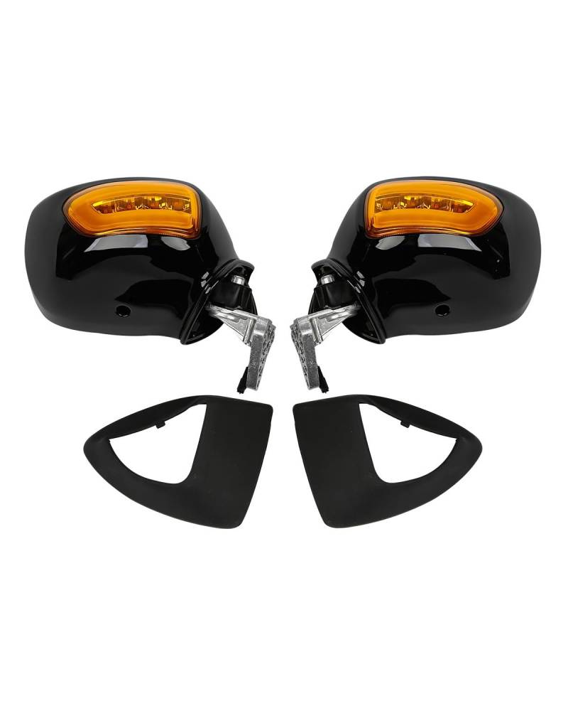 Für Mini Blinker Motorrad Für Goldwing GL1800 2013 2014 2015 2016 2017 Motorrad-Rückspiegel Mit Blinker Motorrad rücklicht(Black Orange) von MNNZHG