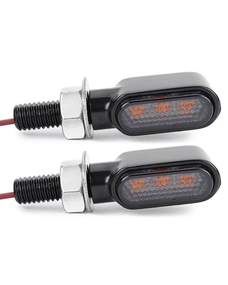 Für Mini Blinker Motorrad Für Motorrad Zubehör Für Cafe Für Racer 2X Chrom Für Mini Motorrad Flasher Blinker Motorrad rücklicht(Black) von MNNZHG