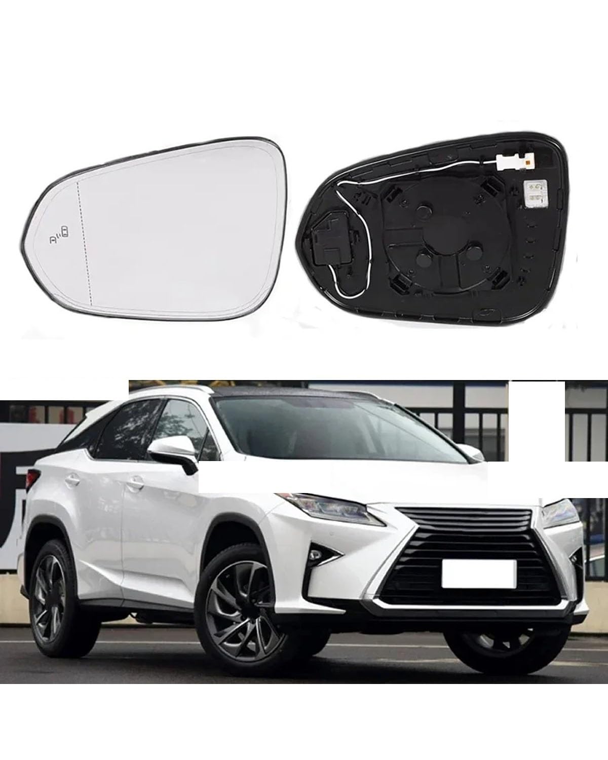 Umkehrlinse Rückfahrglas Spiegel Für Lexus Für RX RX300 RX350 2015-2023 Rückspiegelgläser Außenseite Reflektierende Glaslinse Mit Heizung Toter Winkel(1PCS Left Side) von MNNZHG