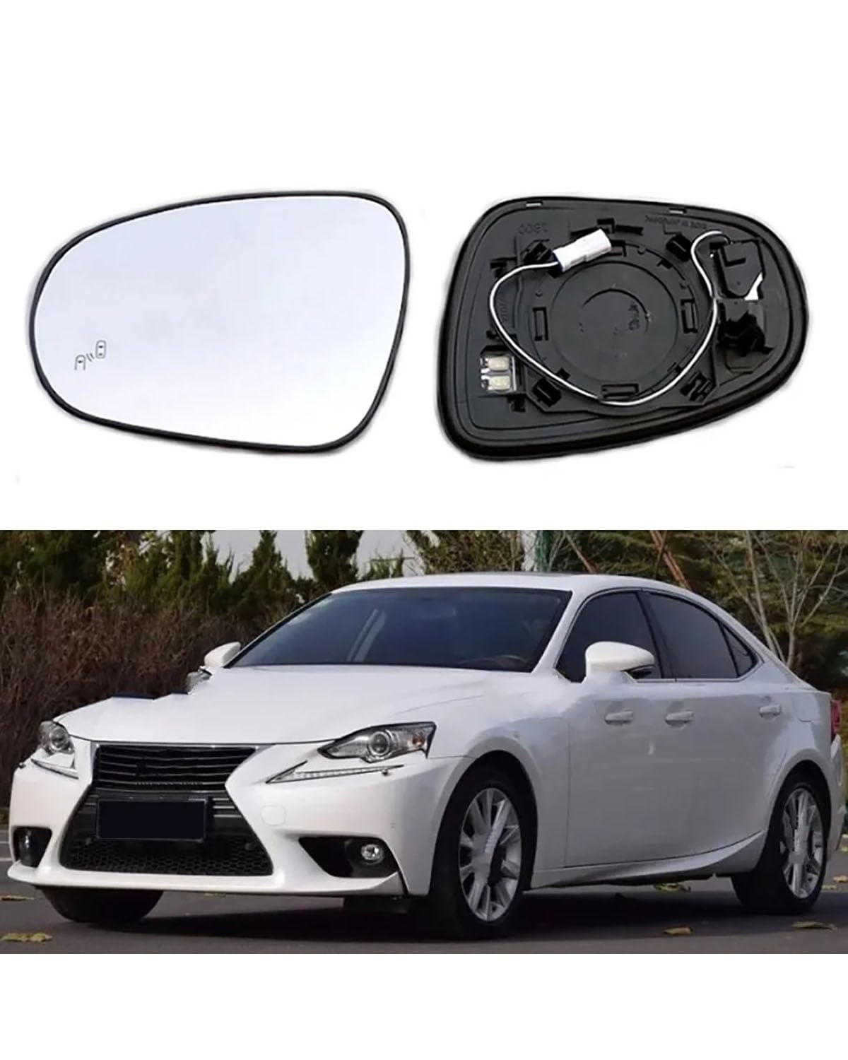 Umkehrlinse Rückfahrglas Spiegel Für Lexus Für is IS200 IS2500 IS300 2013-2019 Auto-Seitenrückspiegelglas Rückspiegellinse Mit Heizung Toter Winkel(2PCS Left and Right) von MNNZHG