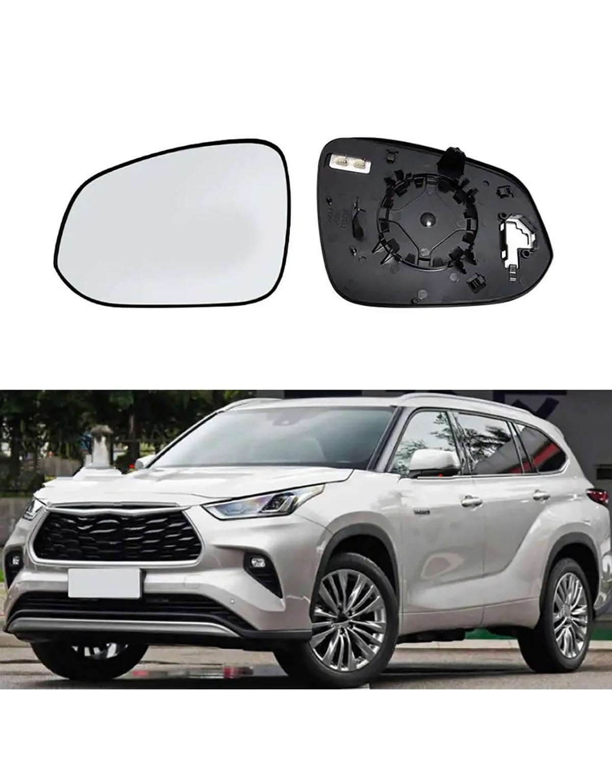 Umkehrlinse Rückfahrglas Spiegel Für Toyota Für Highlander 2022 Autozubehör Äußere Rückspiegel Seitenspiegel Linse Türflügel Rückspiegelglas Mit Heizung(2PCS Left and Right) von MNNZHG