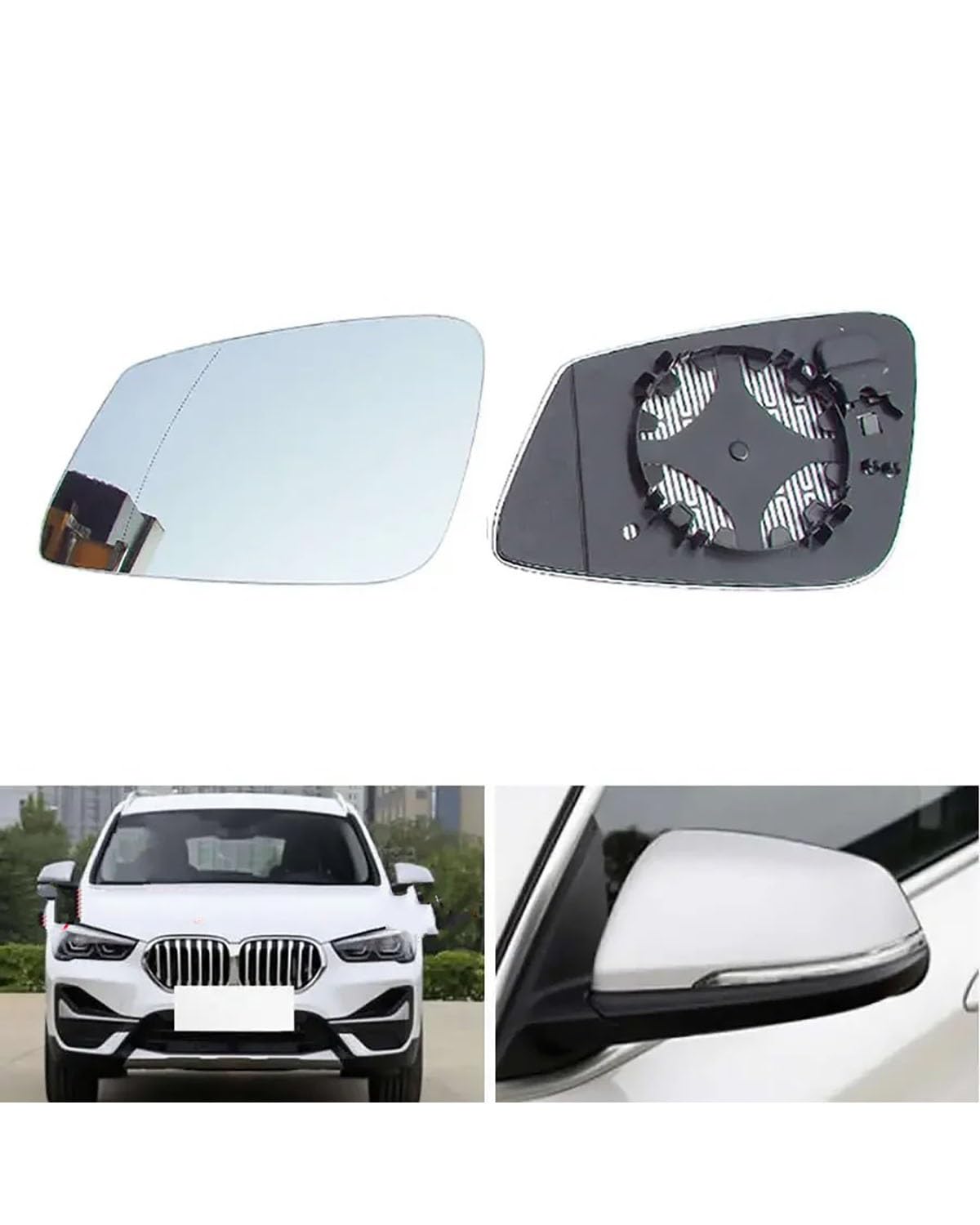 Umkehrlinse Rückfahrglas Spiegel Für X1 2017-2020 Für X2 2020 Autozubehör Rückspiegelgläser Außenseite Reflektierende Glaslinse Mit Heizung(2PCS Left and Right) von MNNZHG