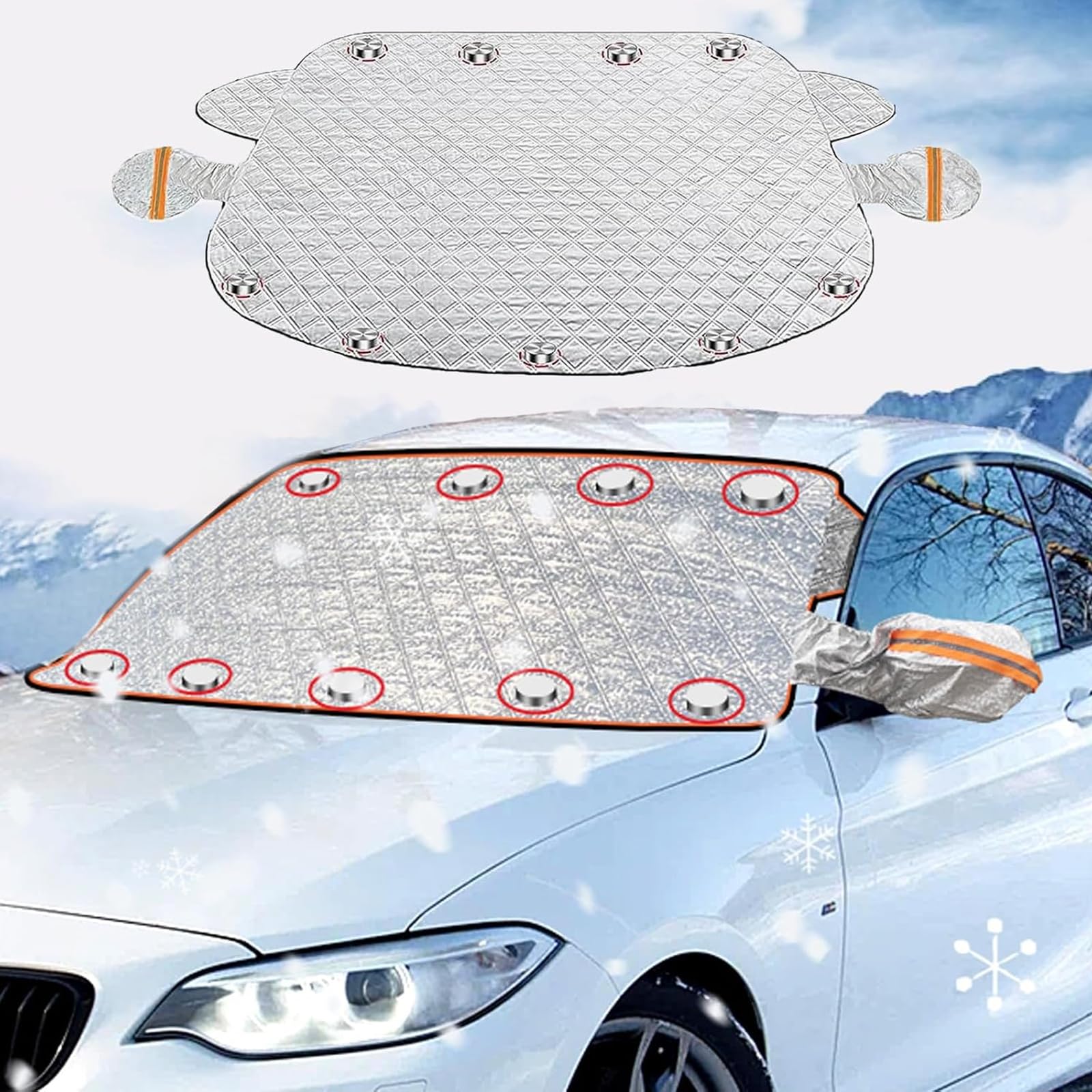 Magnetische Auto Anti-Schnee Abdeckung, Magnetische Autoabdeckung Winter, Windschutzscheibe Sonnenschutz, Windschutzscheibe Nabdeckung, Scheibenabdeckung Auto Winter, Gegen Schnee EIS Frost Staub UV von MOAZIFI