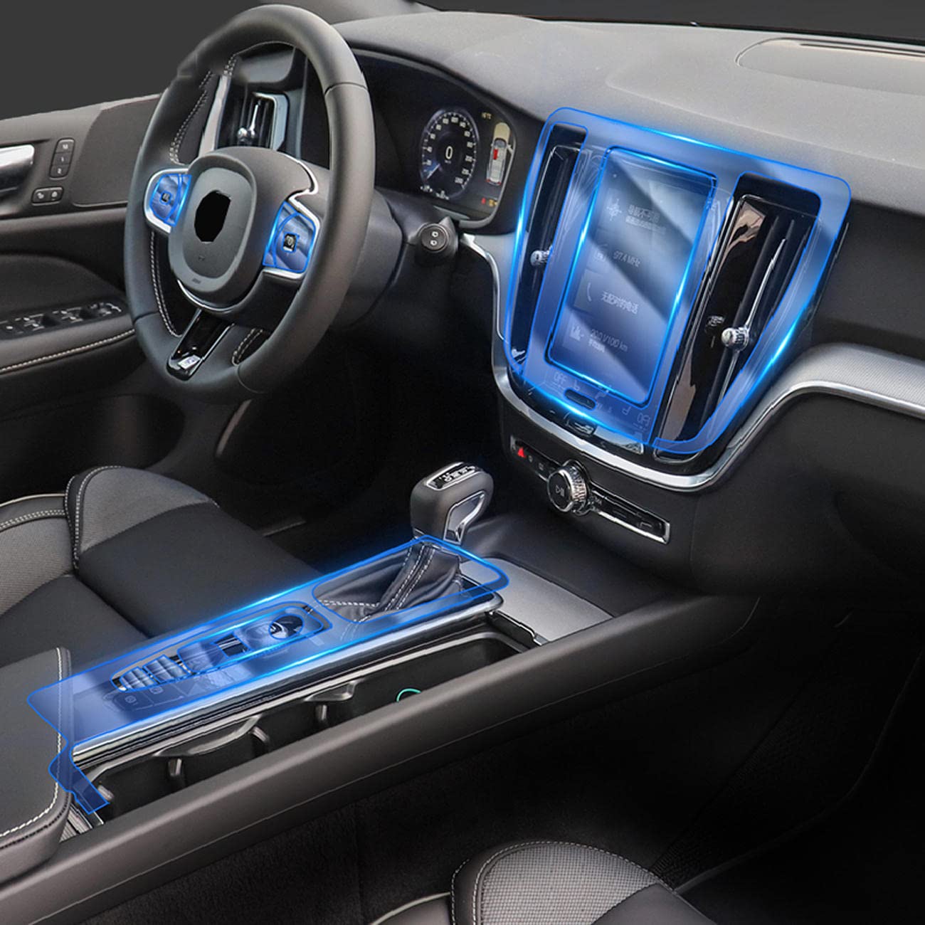 MOCATT Auto Navigation GPS Bildschirm Innenraum Schutzfolie Mittelkonsole TPU Transparente Folie Zubehör, für Volvo Xc60 2018-2021 von MOCATT