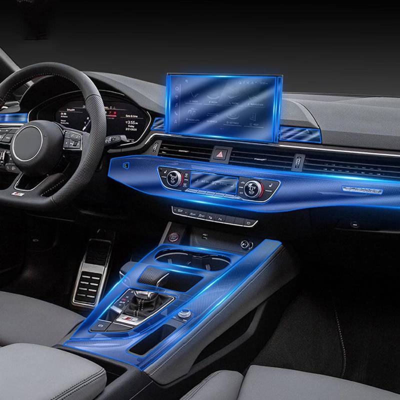 MOCATT Auto-Navigation GPS-Bildschirm Innenraum Schutzfolie Mittelkonsole TPU transparente Folie Zubehör, für Audi A5 S5 2021-2023 von MOCATT