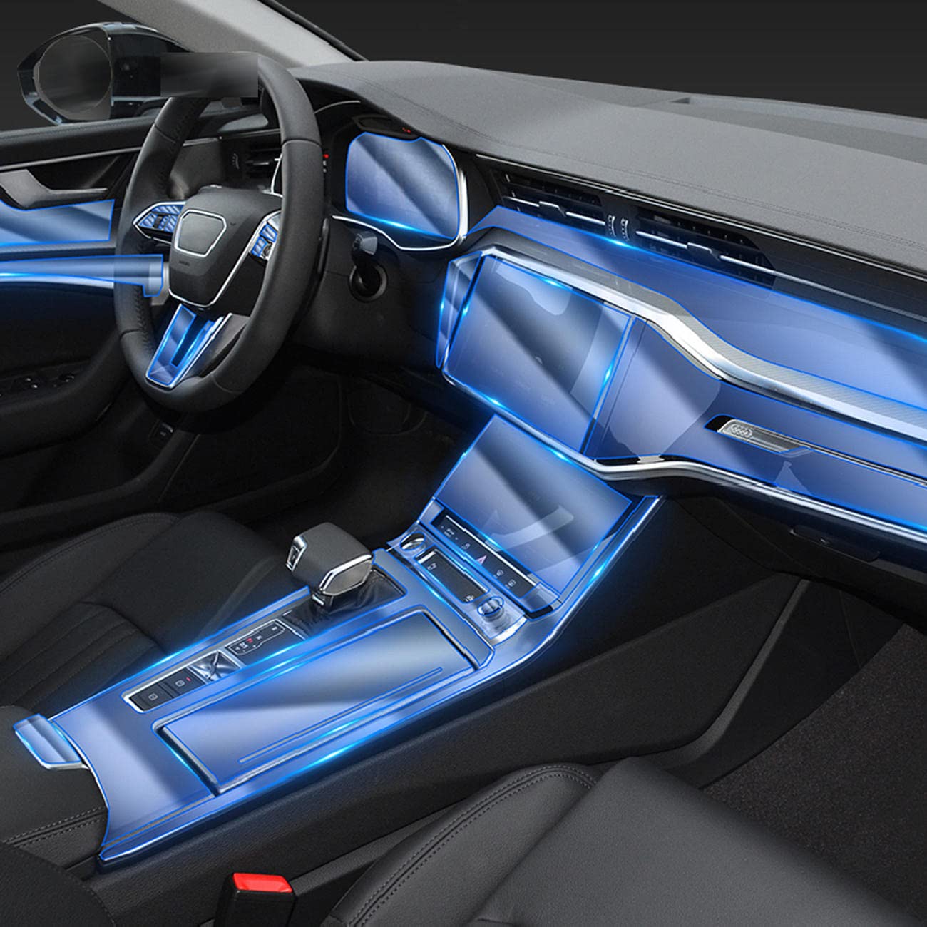 MOCATT Auto-Navigation GPS-Bildschirm Innenraum Schutzfolie Mittelkonsole TPU transparente Folie Zubehör, für Audi A6 A7 C8 2019-2023 von MOCATT