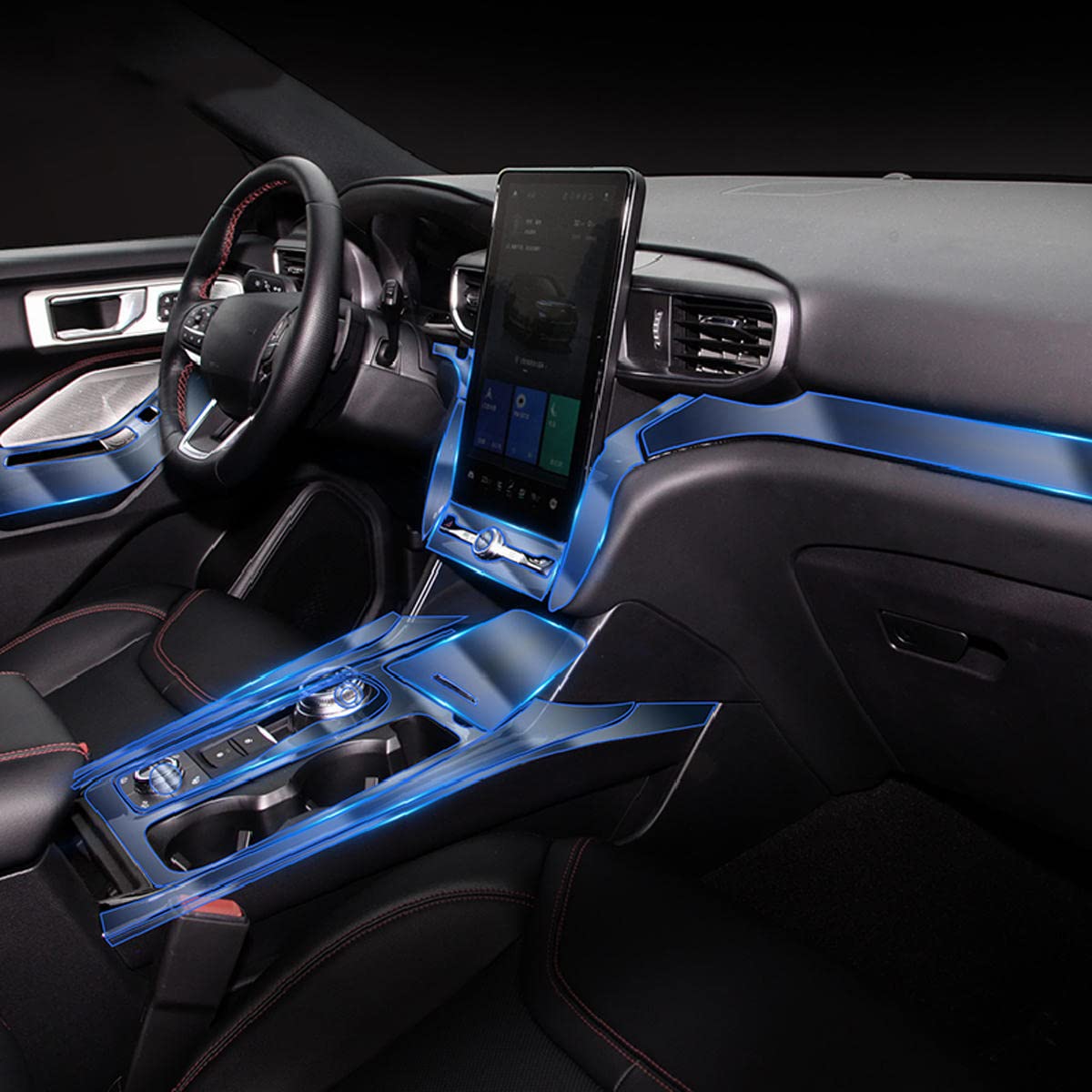 MOCATT Auto-Navigation GPS-Bildschirm Innenraum Schutzfolie Mittelkonsole TPU transparente Folie Zubehör, für Ford Explorer 2020-2023 von MOCATT