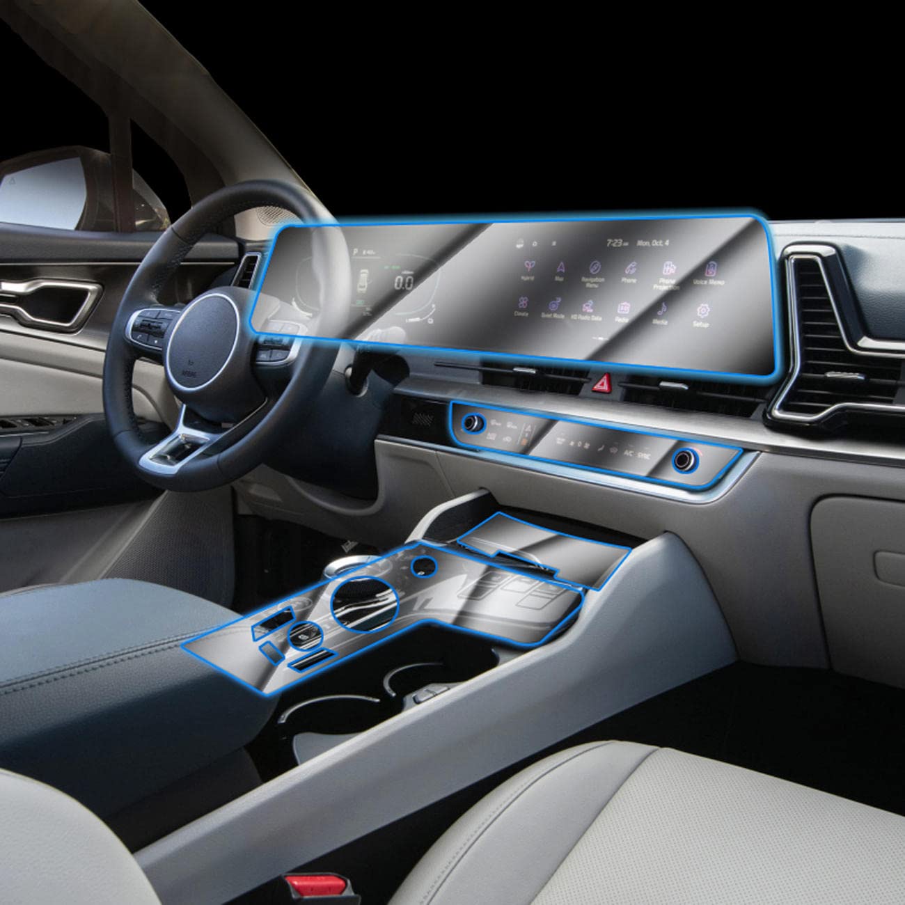 MOCATT Auto-Navigation GPS-Bildschirm Innenraum Schutzfolie Mittelkonsole TPU transparente Folie Zubehör, für KIA Sportage NQ5 2022-2023 von MOCATT