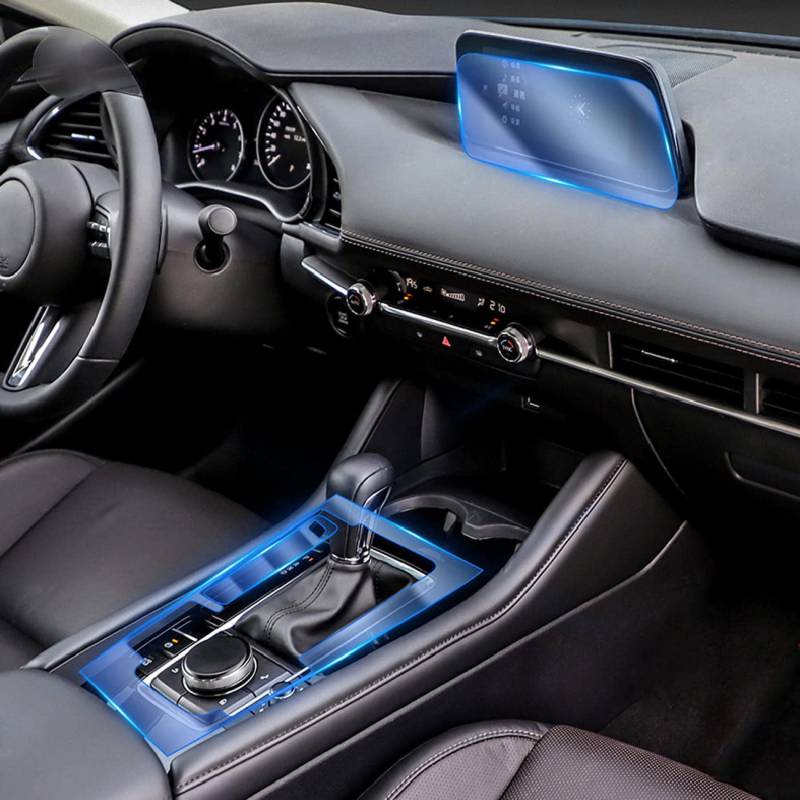 MOCATT Auto-Navigation GPS-Bildschirm Innenraum Schutzfolie Mittelkonsole TPU transparente Folie Zubehör, für Mazda 3 Axela 2018-2023 von MOCATT