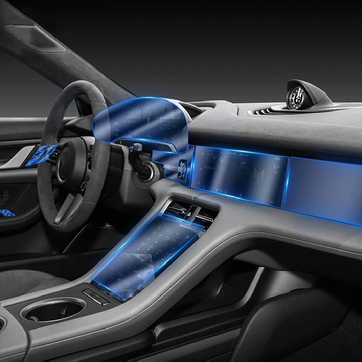 MOCATT Auto-Navigation GPS-Bildschirm Innenraum Schutzfolie Mittelkonsole TPU transparente Folie Zubehör, für Porsche Taycan 2019-2023 von MOCATT