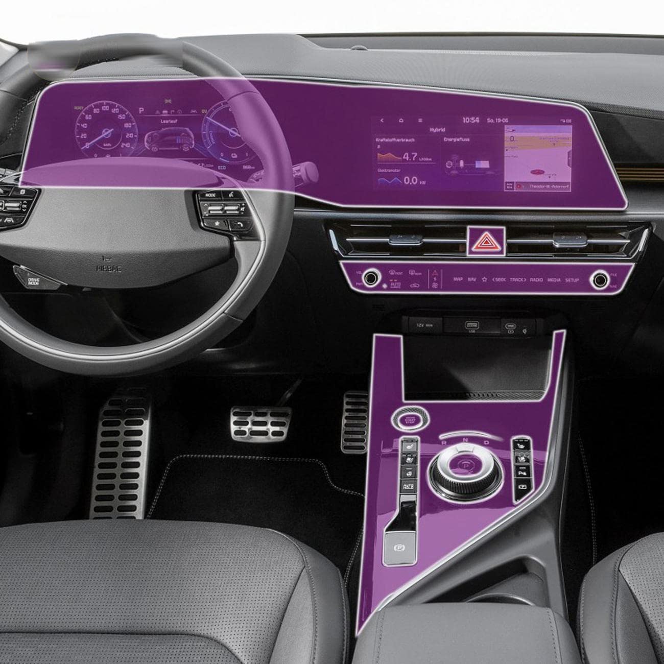 MOCATT Autonavigation GPS-Bildschirm Innenraumschutzfolie Mittelkonsole Instrumententafel TPU Transparente Folie Zubehör,Für KIA NIRO SG2 2022-2023 von MOCATT