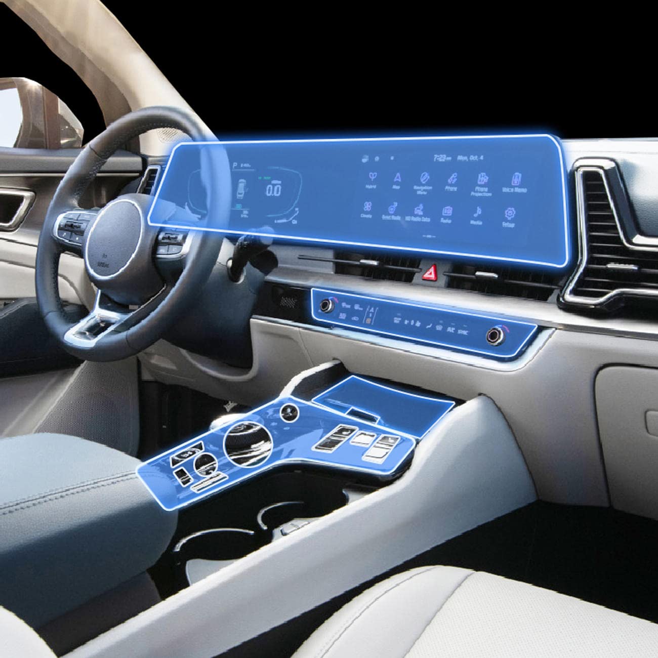 MOCATT Autonavigation GPS-Bildschirm Innenraumschutzfolie Mittelkonsole Instrumententafel TPU Transparente Folie Zubehör,Für KIA Sportage NQ5 2022-2023 von MOCATT