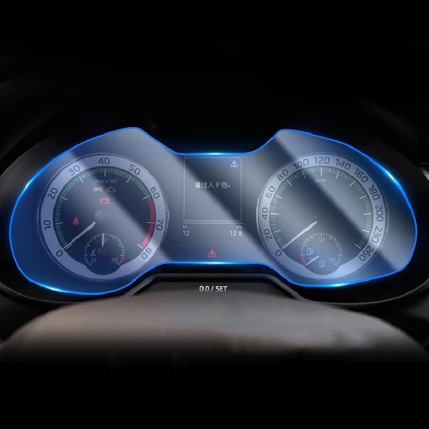MOCATT Autonavigation GPS-Bildschirm Innenschutzfolie Mittelkonsole TPU Transparente Folie Zubehör, Für Skoda Octavia A7 2017-2019 von MOCATT