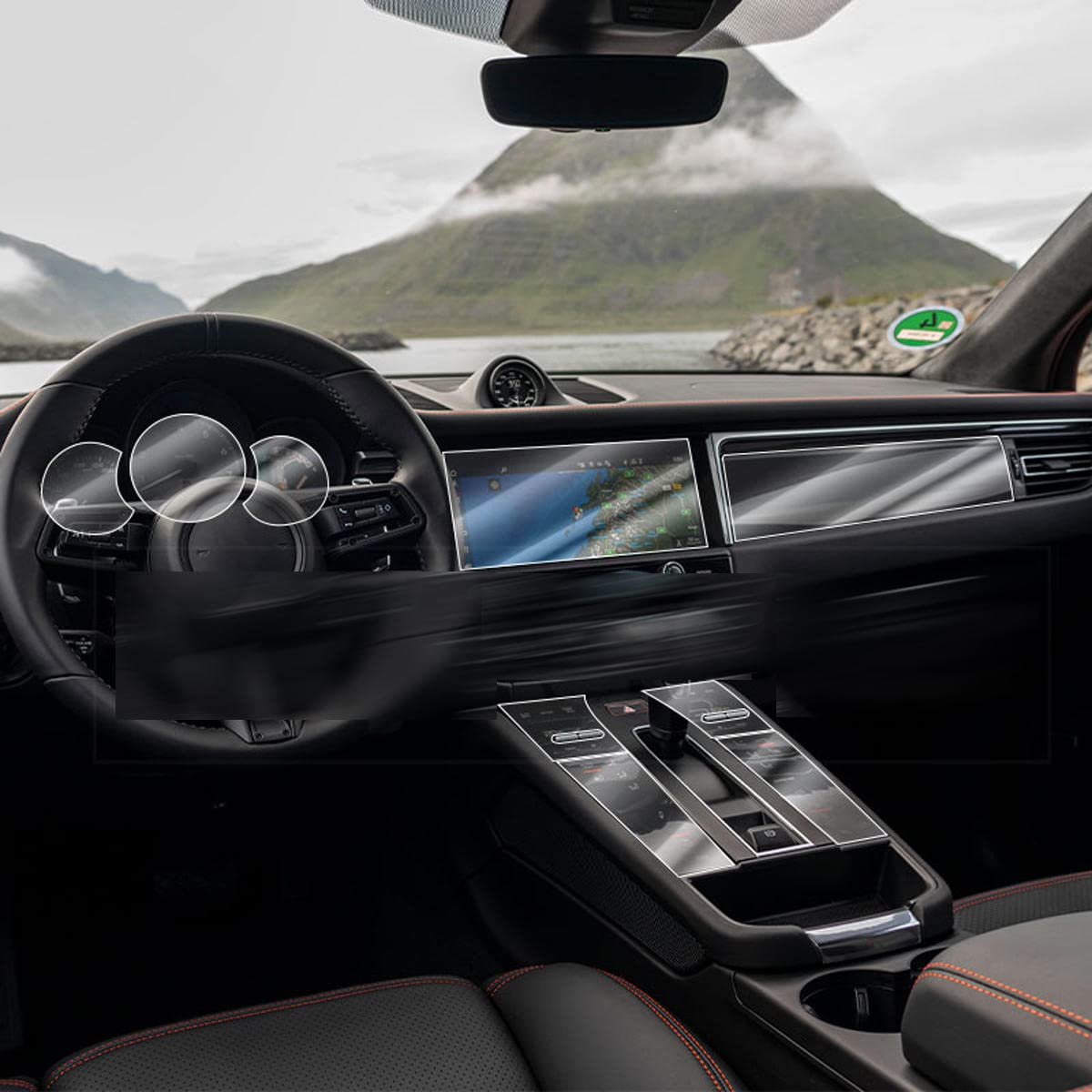 MOCATT Autonavigation GPS-Bildschirm Innenschutzfolie Mittelkonsole TPU Transparente Folie Zubehör,Für Porsche Macan Facelift 2022 2023 von MOCATT