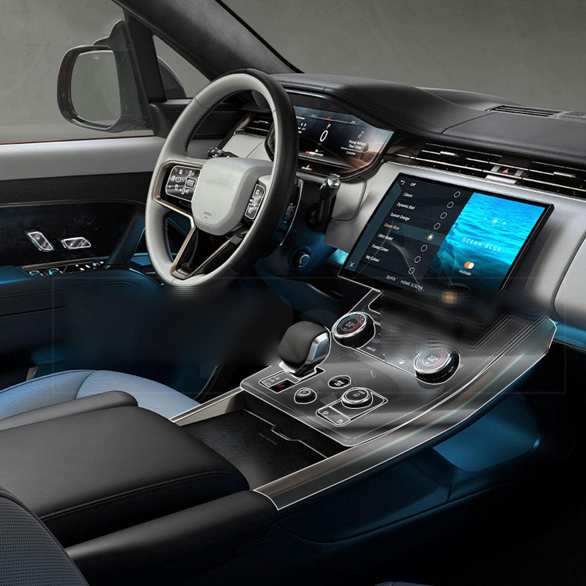 MOCATT Autonavigation GPS-Bildschirm Innenschutzfolie Mittelkonsole TPU Transparente Folie Zubehör,Für Range Rover Sport L461 2023 von MOCATT
