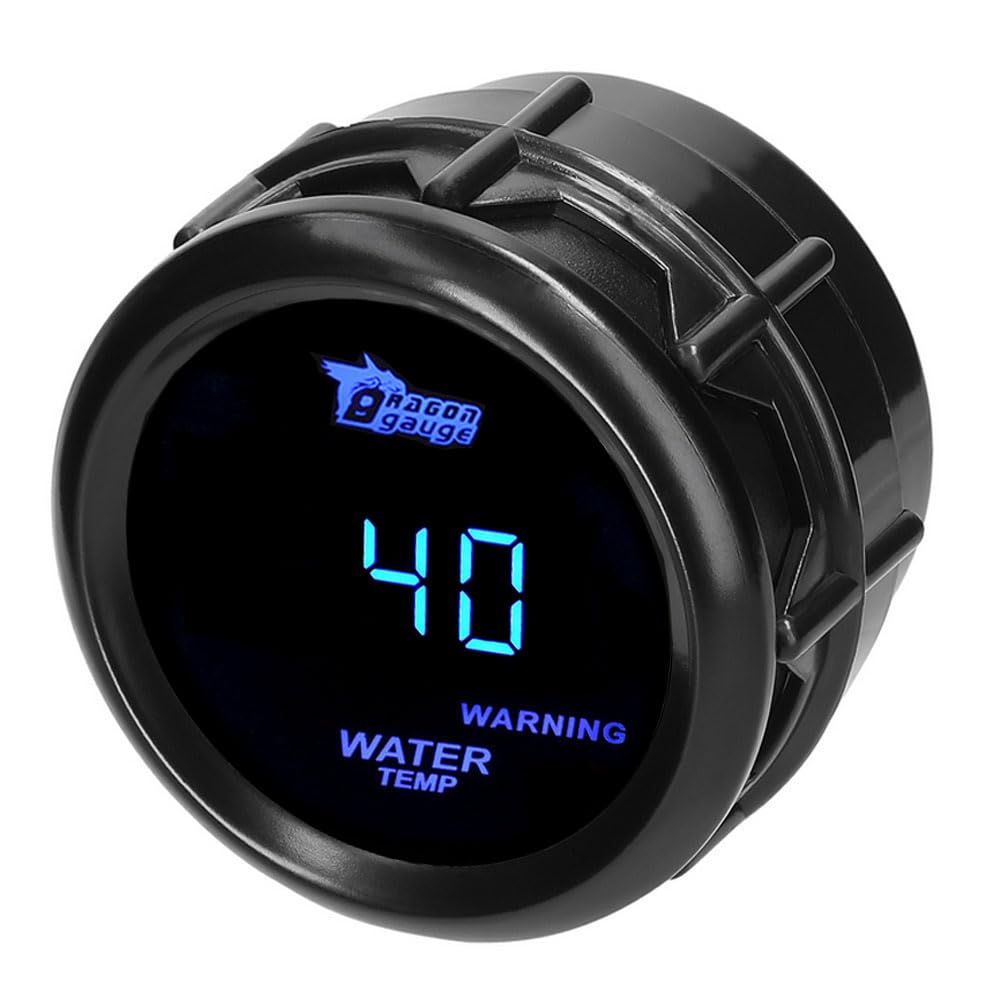 MOCNT Auto Wassertemperaturanzeige 2" 52mm Wassertemperatur Anzeige Celsius Temperaturanzeige Blau Licht Digitalanzeige Messgerät Water Temp Gauge Rauch Len Universal mit Sensor von MOCNT