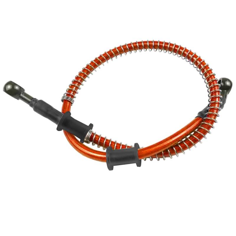 MOCNT Orange 110cm Motorrad Bremsschlauch 28 Grad Verstärkter Hydraulischer Bremsölschlauch Motocross Bremskupplung Ölschlauch Stahl Bremsleitung Bremse Kupplung mit Feder von MOCNT